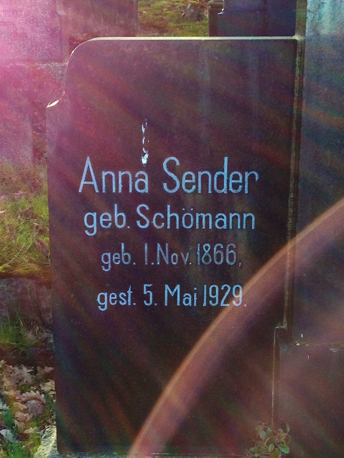Grabstein Anna Sender geb. Schömann
